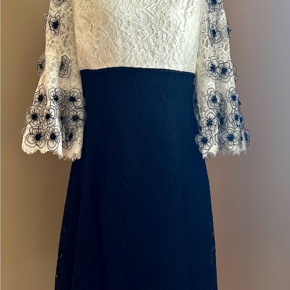 Elegant Black and White Lace Dress